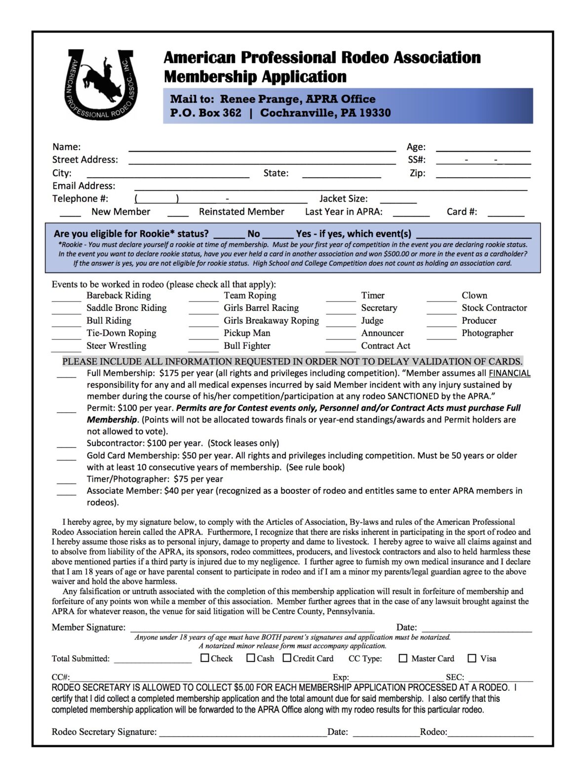 Application – APRA | American Professional Rodeo Association